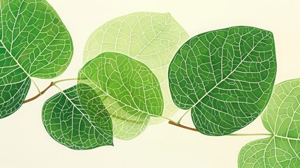 Artistic Depiction of Green Leaves with White Veins