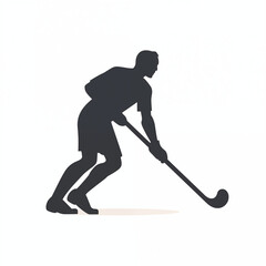 Silhouette of Hockey Player in Action, Classic Monochrome Style