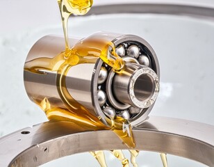 Close-up view of a metal bearing with dynamic oil splashes, symbolizing machinery lubrication_1.jpg