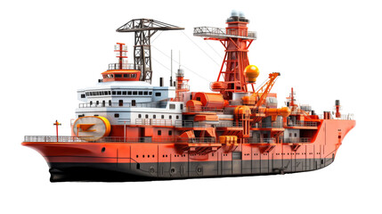 the Oil Rig Supply Vessel on Tranparant background