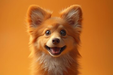 Obraz premium A front shot of a lovely Dog, light gradient background color, clay material, smooth texture, cartoon style, minimalist design, oc , front lighting, full shot.