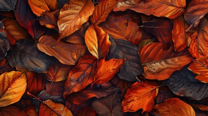 Vivid Orange Autumn Leaves Close-Up