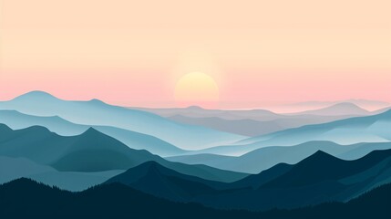 Blue mountain landscape illustration background wallpaper