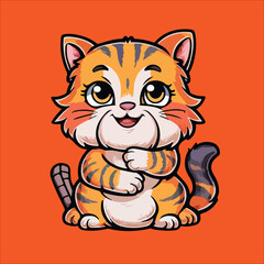 Cat Stickers Vector - Happy Cat Sticker Vector