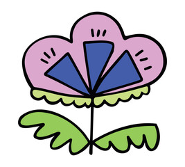 Fancy magical flower. Retro vibe magic fairy plant 