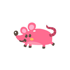 Cute kawaii rat flat illustration