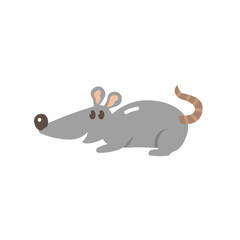 Cute kawaii rat flat illustration