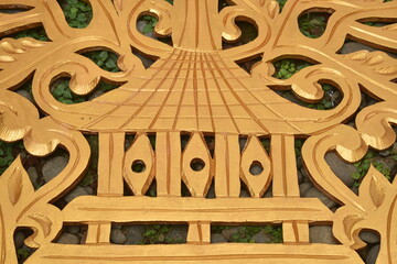 beautiful detail carvings of mountan wayang typical of the Indonesian Javanese tribe. gunungan is wayang decoration and home decoration