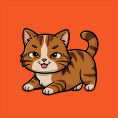 Cat Stickers Vector - Happy Cat Sticker Vector