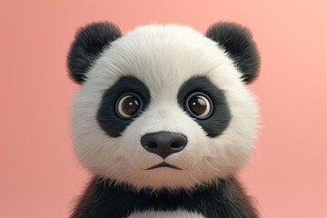 A cute and cuddly panda bear cub with big, round eyes and a soft, fluffy coat.