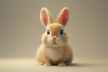 Obraz premium Create a cute 3D cartoon illustration of a bunny