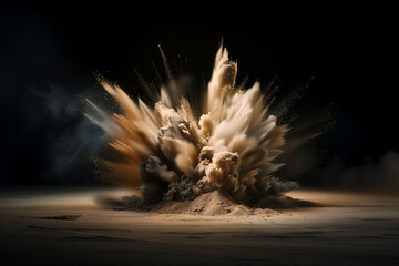 Intense Explosion in the Desert at Night