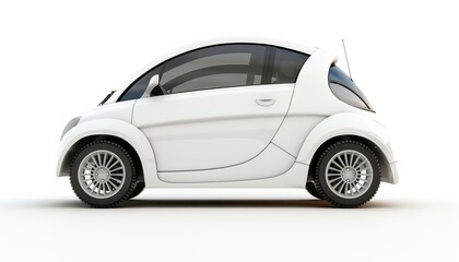 Obraz premium 3D rendering - illustration of white city car on white background.