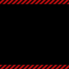 Obraz premium 黒い背景に赤いストライプのシンプルなフレーム - 警告･危険 - 正方形 