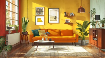 Eclectic Living Room Personalized Space: An illustration showcasing an eclectic living room as a personalized space