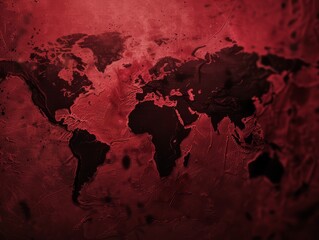 Dramatic high-resolution close-up of an outbreak map, with an ominous dark red overlay, suitable for news and medical research presentations