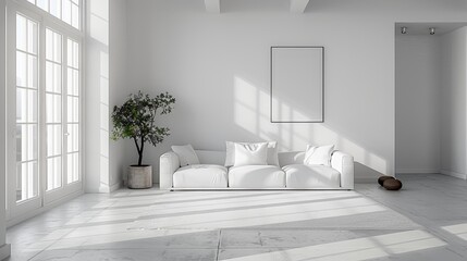 Minimalist Living Room Monochromatic Scheme: A photo showcasing a minimalist living room with a monochromatic color scheme
