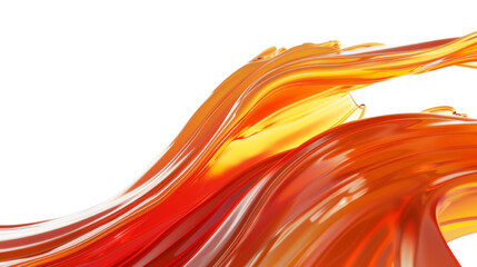 3d abstract orange liquid gradient on transparent background