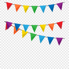 Obraz premium Colorful bunting and garland. Birthday decoration elements flags