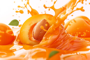 Apricots surrounded by lively water drops