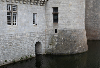 Medieval castle of Sully-Sur-Loire, France. It was built in the 14th century and completed a few...