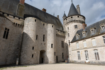Medieval castle of Sully-Sur-Loire, France. It was built in the 14th century and completed a few...