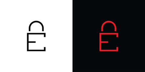 Unique and modern  E lock logo design