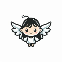 Fototapeta premium Cute cartoon character angel with wings