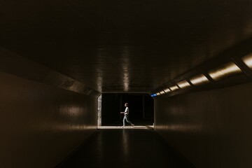 Man in an empty building