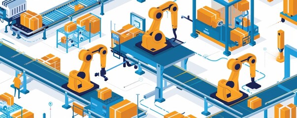 Modern automated warehouse with robotics technology managing logistics