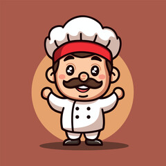 Happy cute chef mascot vector illustration