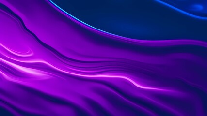 Naklejka premium Abstract wavy background in purple and blue hues with a glossy, liquid metal appearance, wallpapers, or graphic design elements. Black blue purple silk satin. Сopy space for text or product 