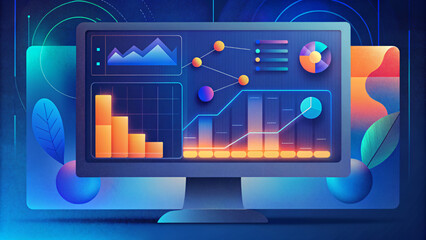 Fototapeta premium Coputer with Data Analysis Interface