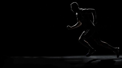 silhouette of a running person on a black background
