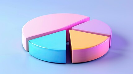 A 3D pie chart with four slices in pastel colors.