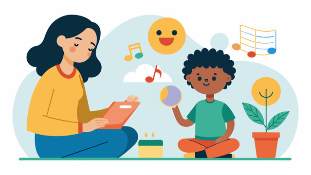 In a music therapy session for children with sensory processing disorder the the creates a multisensory experience with different textures smells and. Vector illustration