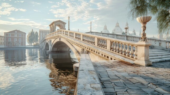 Ponte alle Grazie at Sunset A Timeless Italian Bridge in D Rendering