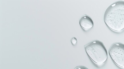 transparent gel serum water drop on white background with writing space