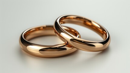 Elegant golden wedding rings with fiery gemstones nestled on a pristine white surface symbolize timeless love and commitment