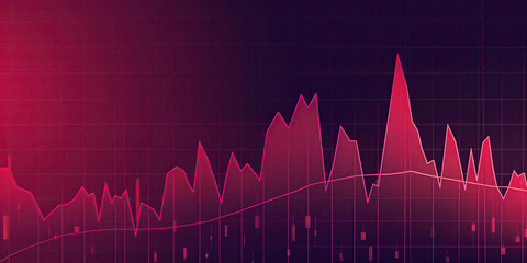 A striking graph displays the volatile movements of stock prices, shown in vivid pink and red, representing the unpredictable nature of financial markets.