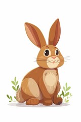 Obraz premium Flat vector illustration of bunny rabbit