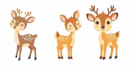 Deer. Flat vector illustration of cute animal. Baby nursery art.