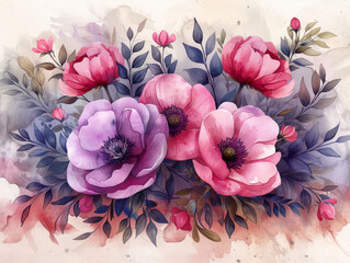 Generative ai illustration of a Happy mothers day waterloror illustration