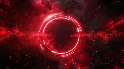 abstract background futuristic tunnel void with neon light glow to infinite perspective, space and cybernetic theme, Generative Ai