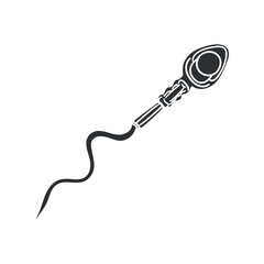 Sperm Icon Silhouette Illustration. Human Body Vector Graphic Pictogram Symbol Clip Art. Doodle Sketch Black Sign.