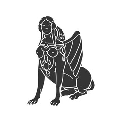 Sphinx Icon Silhouette Illustration. Greek Mythology Vector Graphic Pictogram Symbol Clip Art. Doodle Sketch Black Sign.