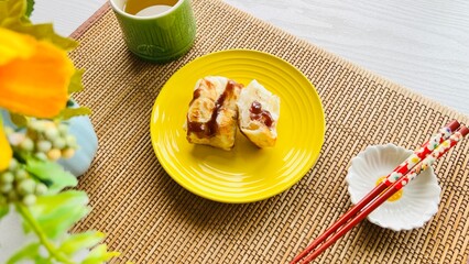 traditional japanese dish anko, mochi and matcha