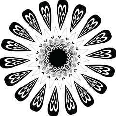 Black And White Decorative Symmetrical Ornate Ornament Ornamental Mandala Design 006