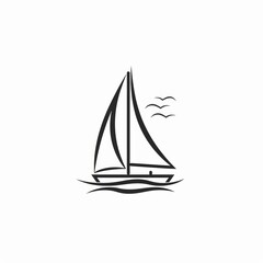 Simple icon design with a sailing ship over white background