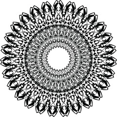 Black And White Decorative Symmetrical Ornate Ornament Ornamental Mandala Design 041